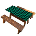 Jungle Green And Black Houndstooth Print Picnic Table Cover