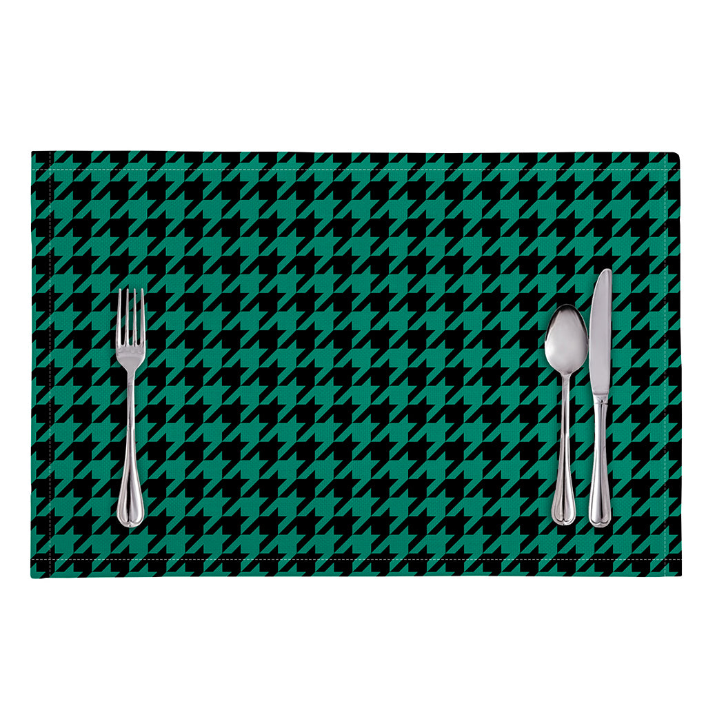 Jungle Green And Black Houndstooth Print Placemat