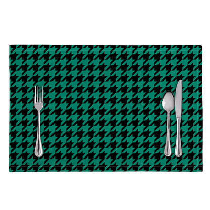 Jungle Green And Black Houndstooth Print Placemat
