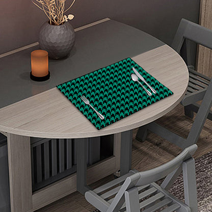 Jungle Green And Black Houndstooth Print Placemat
