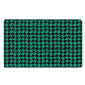 Jungle Green And Black Houndstooth Print Polyester Doormat