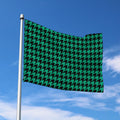 Jungle Green And Black Houndstooth Print Polyester Flag