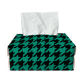 Jungle Green And Black Houndstooth Print Rectangle Tissue Box Cover