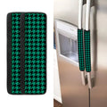 Jungle Green And Black Houndstooth Print Refrigerator Handle Covers