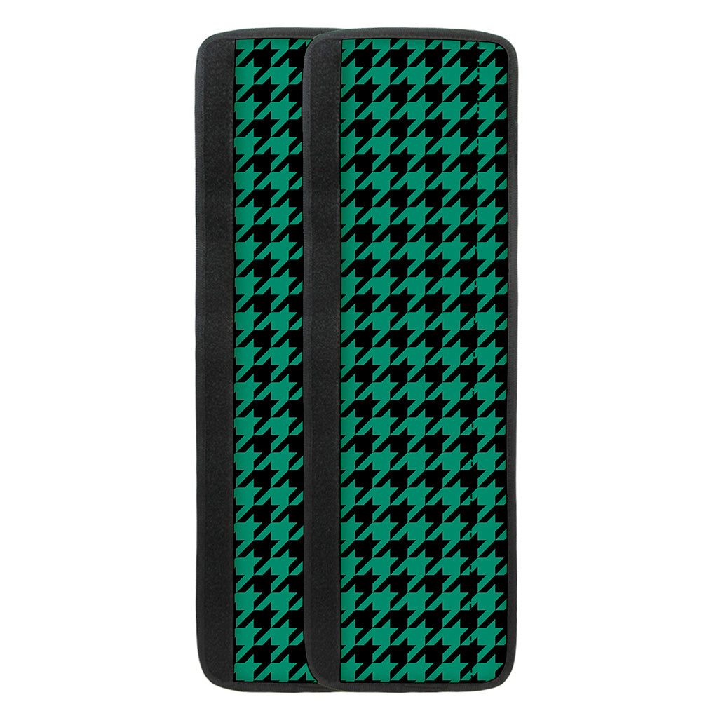 Jungle Green And Black Houndstooth Print Refrigerator Handle Covers