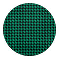 Jungle Green And Black Houndstooth Print Round Blanket