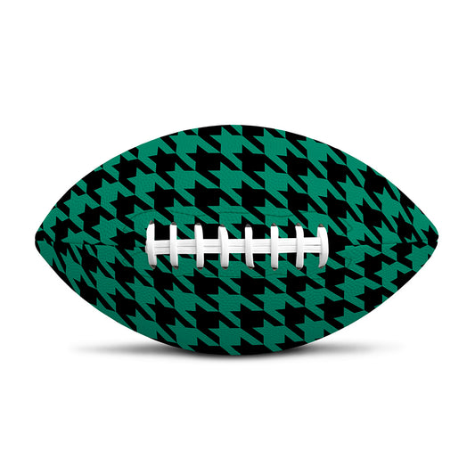 Jungle Green And Black Houndstooth Print Rugby Ball