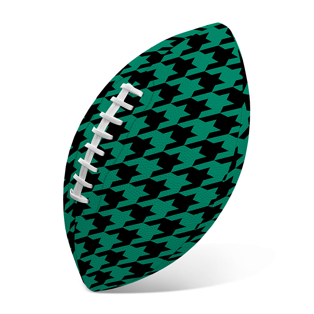 Jungle Green And Black Houndstooth Print Rugby Ball