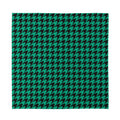 Jungle Green And Black Houndstooth Print Silk Bandana