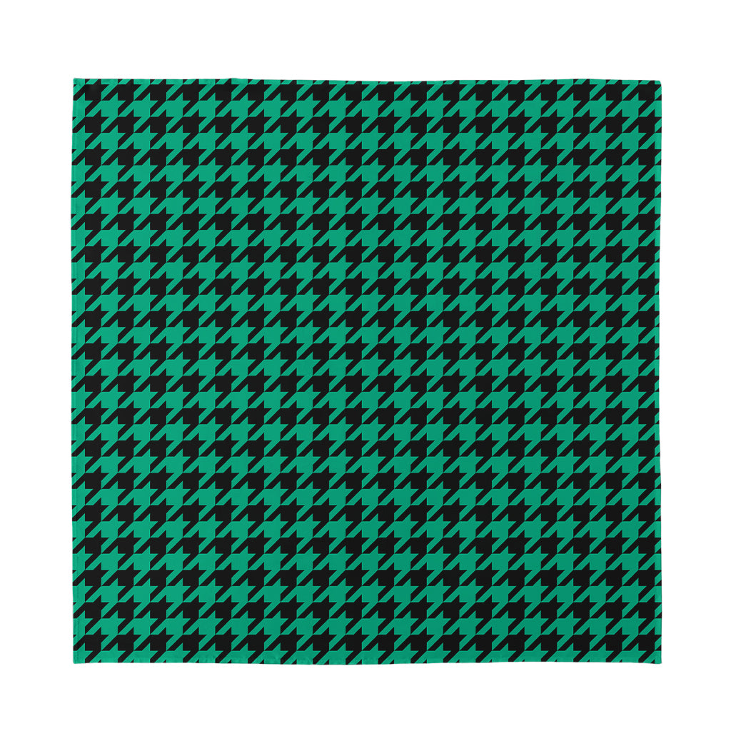 Jungle Green And Black Houndstooth Print Silk Bandana