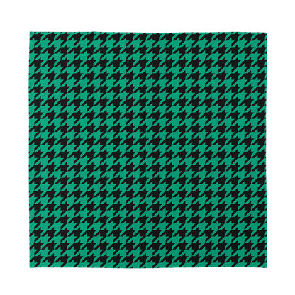 Jungle Green And Black Houndstooth Print Silk Bandana