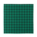 Jungle Green And Black Houndstooth Print Silk Bandana