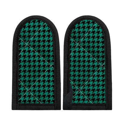 Jungle Green And Black Houndstooth Print Skillet Handle Cover