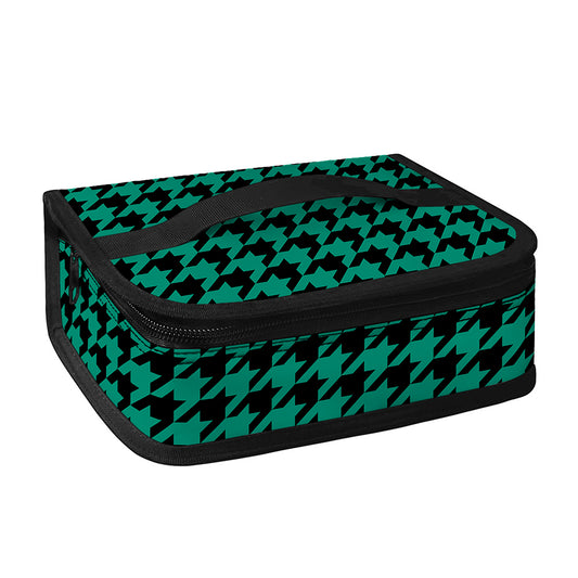 Jungle Green And Black Houndstooth Print Small Lunch Bag