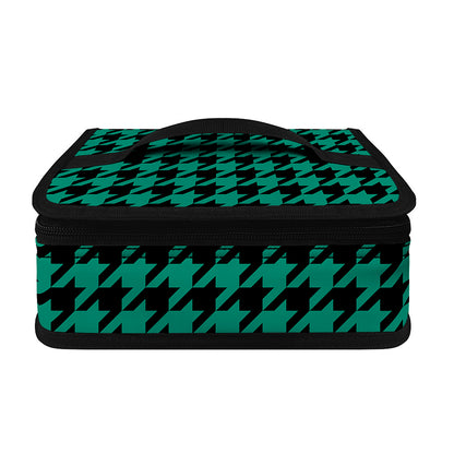 Jungle Green And Black Houndstooth Print Small Lunch Bag