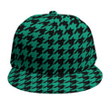 Jungle Green And Black Houndstooth Print Snapback Cap
