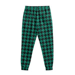 Jungle Green And Black Houndstooth Print Sweatpants