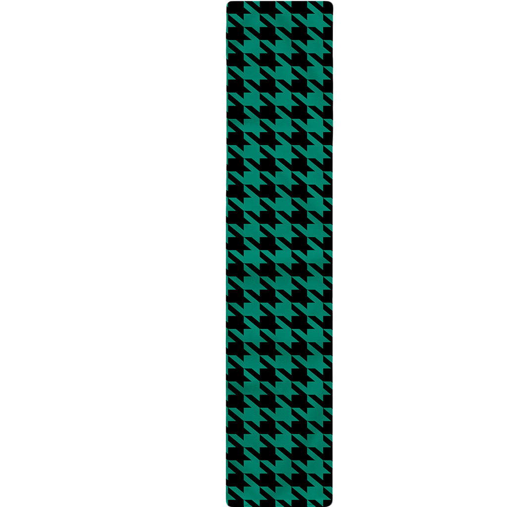 Jungle Green And Black Houndstooth Print Table Runner