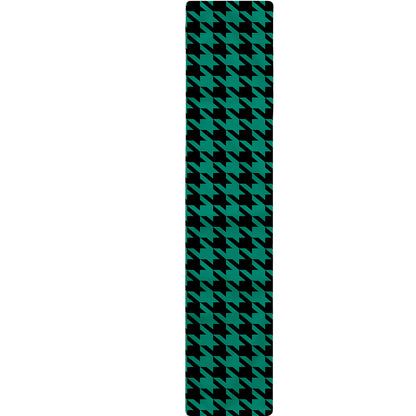 Jungle Green And Black Houndstooth Print Table Runner