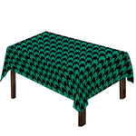 Jungle Green And Black Houndstooth Print Tablecloth