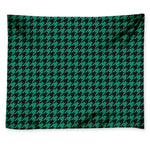 Jungle Green And Black Houndstooth Print Tapestry