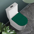Jungle Green And Black Houndstooth Print Toilet Lid Cover