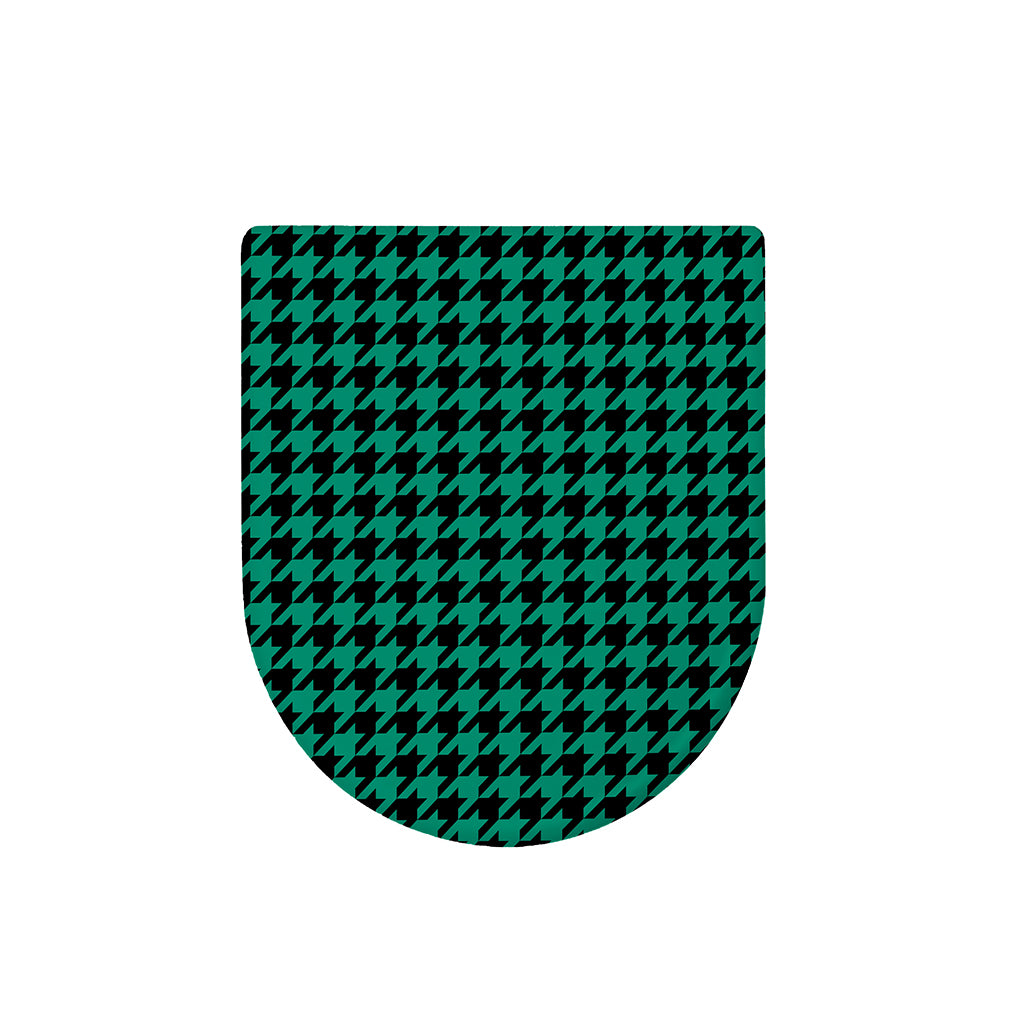 Jungle Green And Black Houndstooth Print Toilet Lid Cover