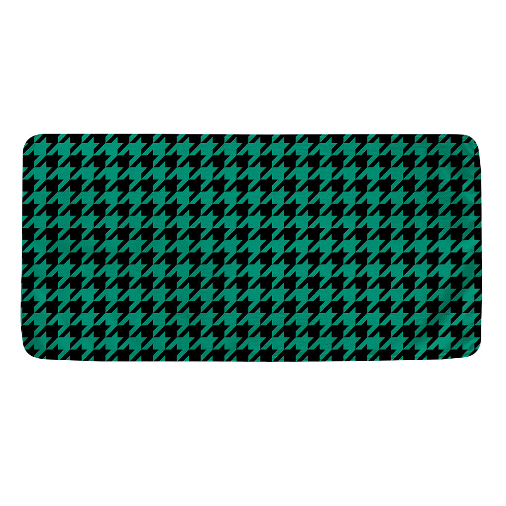Jungle Green And Black Houndstooth Print Towel