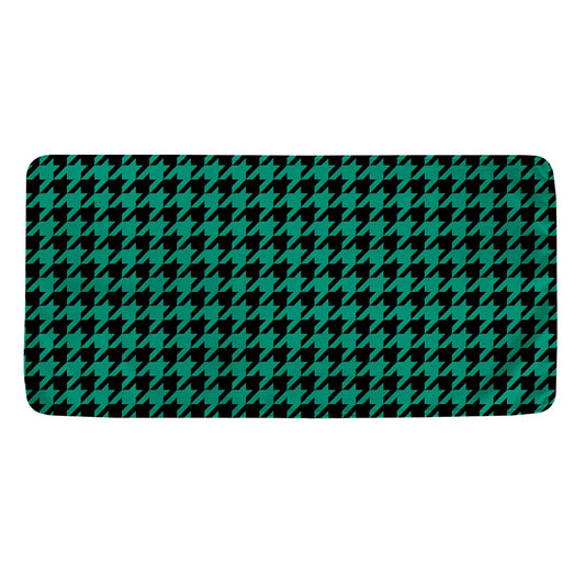 Jungle Green And Black Houndstooth Print Towel