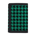 Jungle Green And Black Houndstooth Print Trifold Wallet
