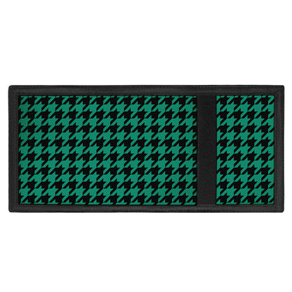 Jungle Green And Black Houndstooth Print Trifold Wallet