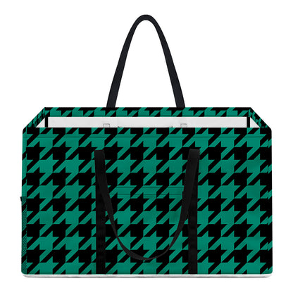 Jungle Green And Black Houndstooth Print Utility Tote Bag