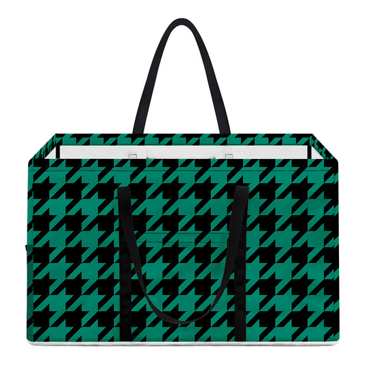 Jungle Green And Black Houndstooth Print Utility Tote Bag