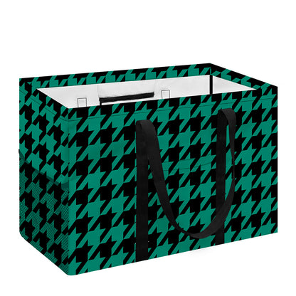 Jungle Green And Black Houndstooth Print Utility Tote Bag