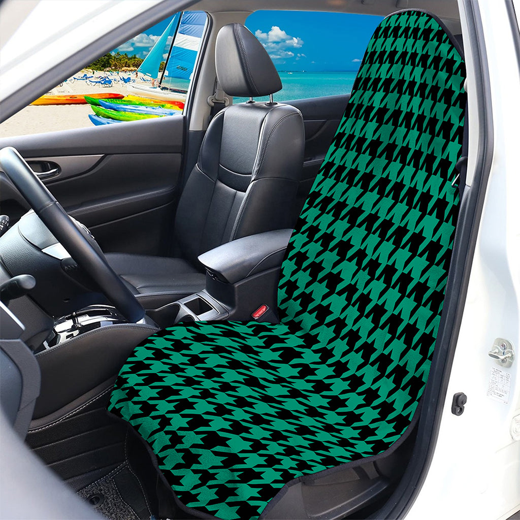 Jungle Green And Black Houndstooth Print Waterproof Car Seat Cover