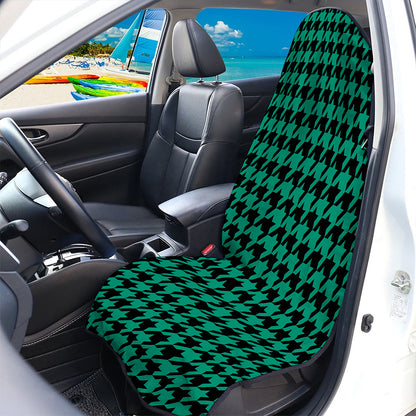 Jungle Green And Black Houndstooth Print Waterproof Car Seat Cover
