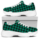 Jungle Green And Black Houndstooth Print White Chunky Shoes