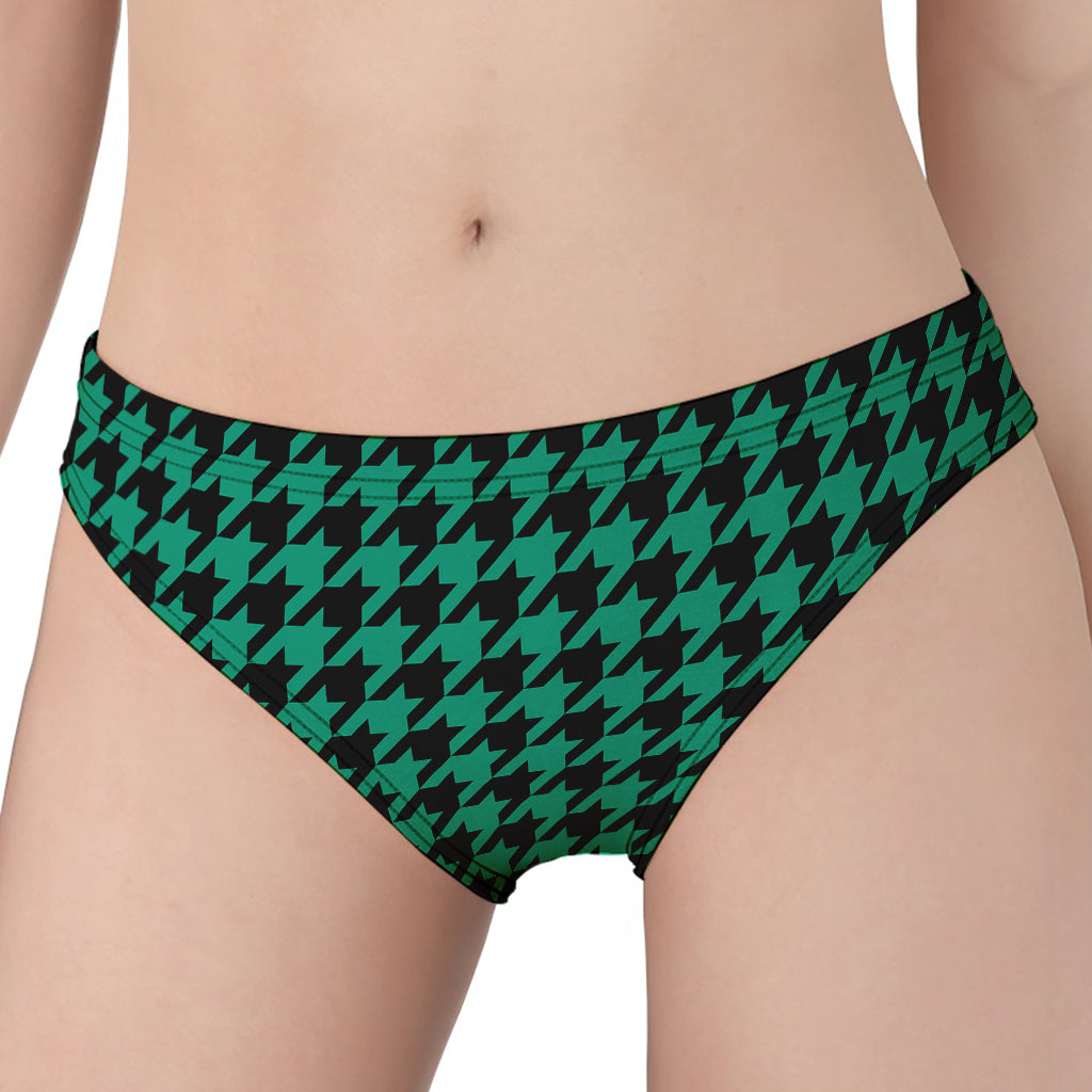 Jungle Green And Black Houndstooth Print Women's Panties