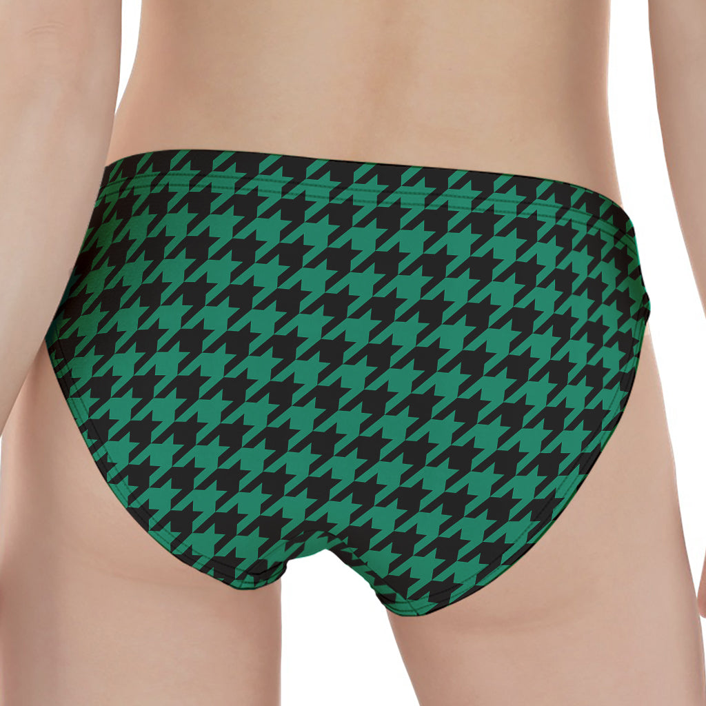 Jungle Green And Black Houndstooth Print Women's Panties