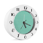 Jungle Green And White Houndstooth Print Alarm Clock