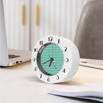 Jungle Green And White Houndstooth Print Alarm Clock