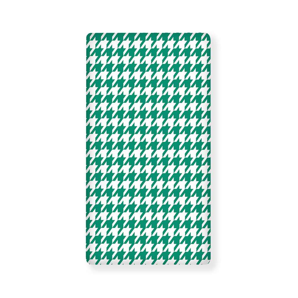 Jungle Green And White Houndstooth Print Baby Crib Sheet