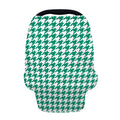 Jungle Green And White Houndstooth Print Baby Seat Cover