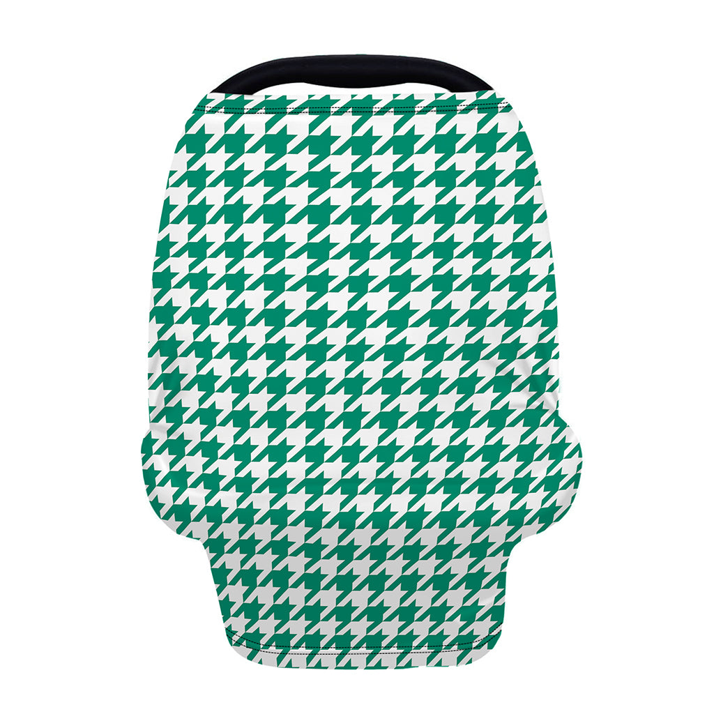 Jungle Green And White Houndstooth Print Baby Seat Cover