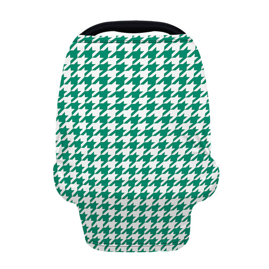 Jungle Green And White Houndstooth Print Baby Seat Cover