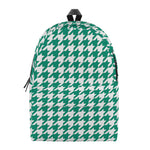 Jungle Green And White Houndstooth Print Backpack
