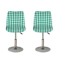 Jungle Green And White Houndstooth Print Bar Stool Covers
