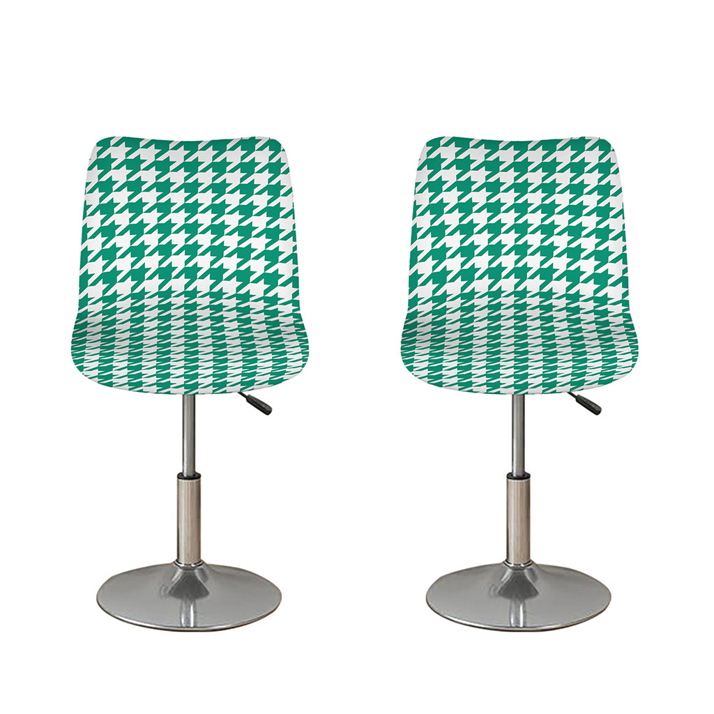 Jungle Green And White Houndstooth Print Bar Stool Covers