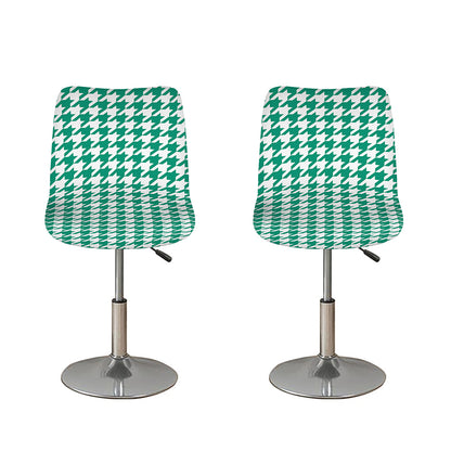 Jungle Green And White Houndstooth Print Bar Stool Covers