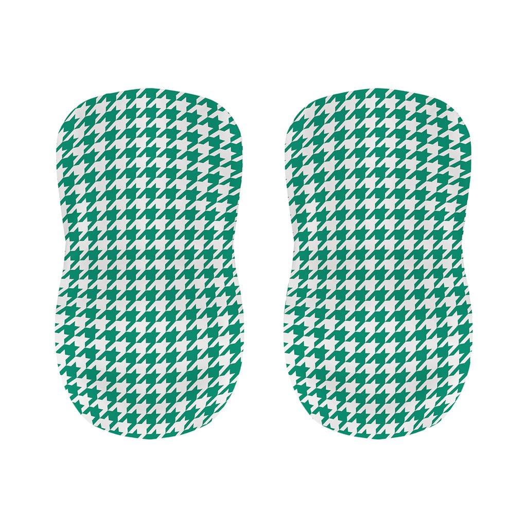 Jungle Green And White Houndstooth Print Bar Stool Covers